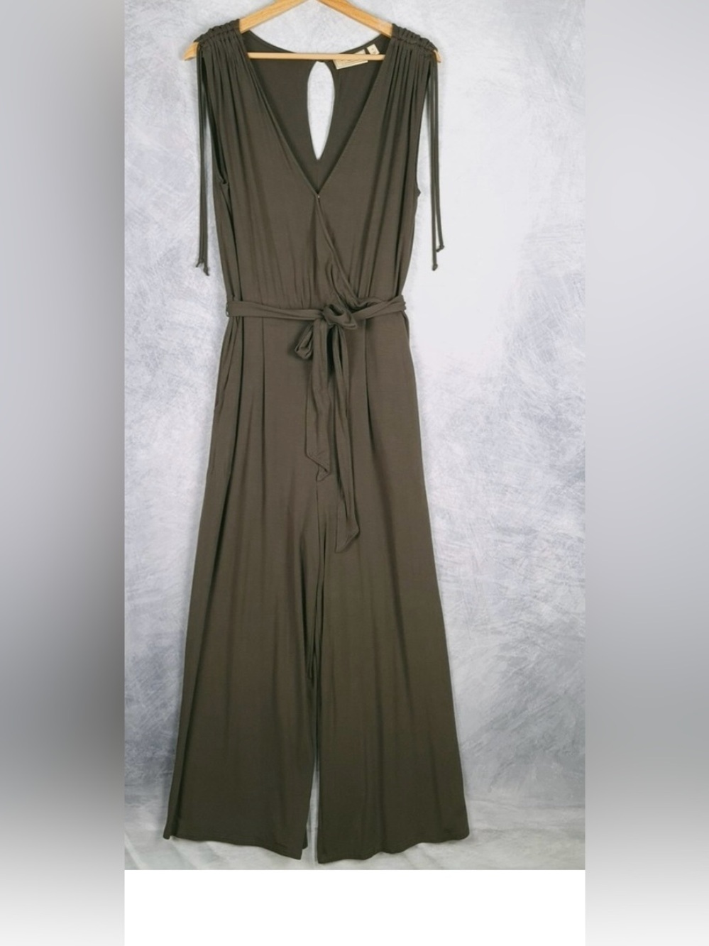 Moulinette Soeurs Olive Green Sleeveless Jumpsuit with Tie Waist